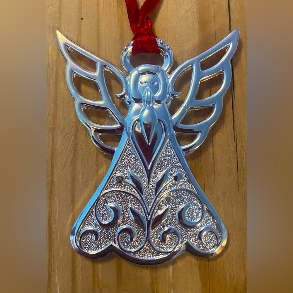 Lenox Silverplated Angel Ornament 2.5”